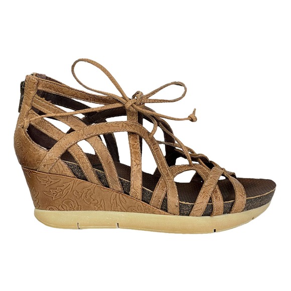 OTBT Shoes - OTBT Brown Nomadic Summer Gladiator Wedge Heel Lace Up Strappy Sandals US 8.5